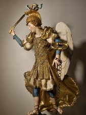 MUSEALE SCULTURA ANTICA XIX SECOLO NAPOLI SAN MICHELE ARCANGELO TERRACOTTA LEGNO