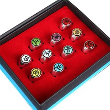 Naruto Set 10x Asatsuki Full Rings Sasori Itachi Hidan Deidara Pein Cosplay Prop