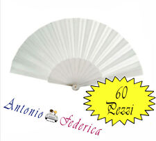 60 PEZZI VENTAGLI MATRIMONIO BIANCHI PERSONALIZZATI Nomi Sposi STAMPA ETICHETTA