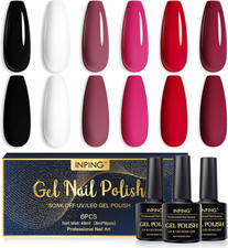 Kit Semipermanente per Unghie, 6 Colori, Nero Bianco Nude Smalto Soak off UV/LED