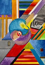 Quadro Astratto, geometrie e colori -  Dipinto acrilico su tela.  50x70