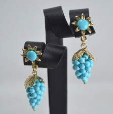 ORECCHINI  ARGENTO 925 DORATO GRAPPOLI  IN  PASTA DI TURCHESE          AGHT 0906