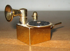 GRAMMOFONO in miniatura in ottone - Modellino vintage da collezione