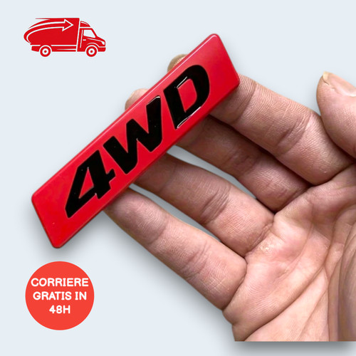 Emblema metallo 4wd rosso auto - emblema,
