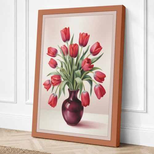 Vaso tulipani rossi - rossi, in