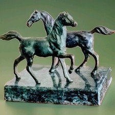  Coppia Di Cavalli In Bronzo