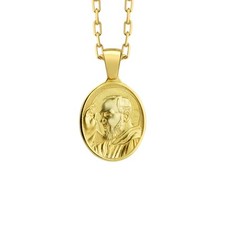 Collana San Padre Pio in argento 925k placcato oro con catena da donna