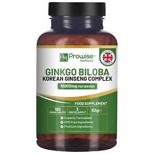 Compresse di ginkgo biloba e ginseng coreano 8000 mg 180 compresse vegane di Prowise