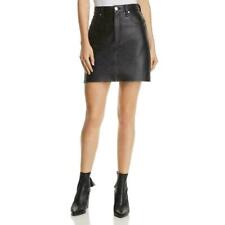 Minigonna da donna in vera pelle di agnello elegante gonna nera stile pantalone