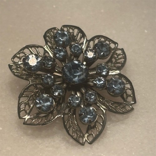 Spilla vintage con strass - , blu