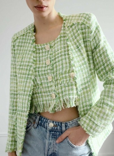 Blazer donna zara verde tweed - donna,