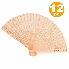 12 Ventagli Ventaglio Legno Decorato Bambù Segnaposto Ricevimento Matrimoni dfh