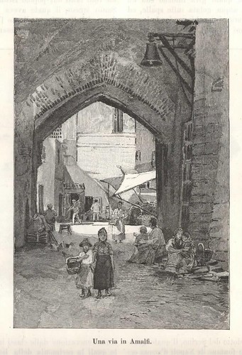 Stampa antica amalfi scorcio - stampa,