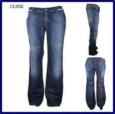 Clink jeans donna a vita bassa palazzo zampa bootcut gamba larga w31 vintage blu