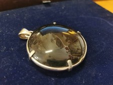 grande pendente collana argento e cristallo quarzo fumè