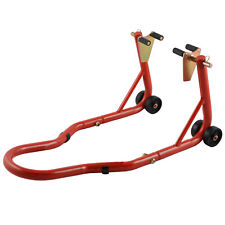 Cavalletto Alza Moto Anteriore Regolabile 4 Ruote Rosso Adattatori a Forca