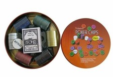 POKER TEXAS HOLD'EM SET 2 MAZZI CARTE 120 CHIPS FICHES PANNO VERDE BOTTONE GIOCO