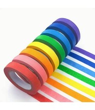 Set 6 Rotoli Nastro Carta Gommata Colorata 25mmx15mt Adesivo Protezioni Pittura