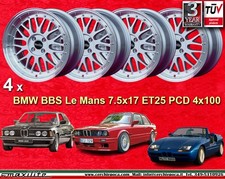 4 cerchi BBS Le Mans BMW E30 E21 7.5x17 ET25 PCD 4x100 wheel Felge jante