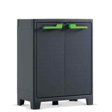 Armadio tuttopiani da esterno grigio 2 ripiani regolabili Armadietto multiuso