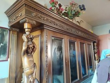 credenza classica in legno scuro color  noce anni 50 lunghezza 4 metri