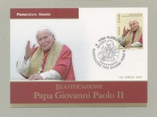 PAPA GIOVANNI PAOLO II° - BEATIFICAZIONE CARTOLINA FILATELICA 2011 - MAXI CARD