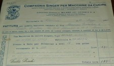 " SINGER " _  MILANO _ FATTURA  DEL 1936