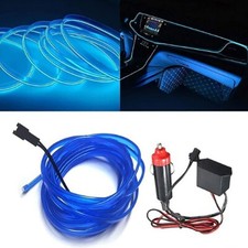 STRISCIA INTERNI LUCE AUTO FIBRA OTTICA 12V DECORAZIONE FILO 3MT BLU CA-03035