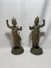 Coppia Di Sculture In Bronzo - Guerrieri Tailandesi - Fine ‘800 / Inizio ‘900