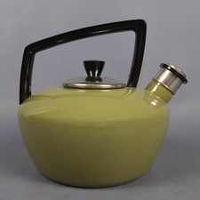 Bollitore D’acqua Metallo Smaltato Verde Manico Bachelite Nera Vintage Anni 80