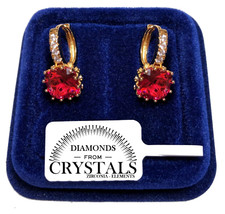 Cerchio Punto Luce Orecchini pl. Oro Giallo 18K con Cristalli Zirconi  Rosso 