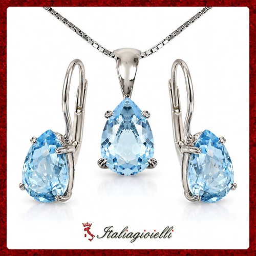 Parure goccia acquamarina - parure,