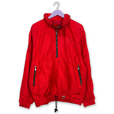 Giacca a vento Descente Vintage rossa a mezza zip con cappuccio anni 90 - Taglia