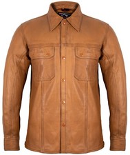 Camicia in vera pelle di agnello nappa marrone