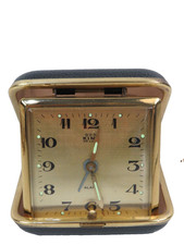 vecchia SVEGLIA OROLOGIO DA VIAGGIO KING DELUXE tascabile con custodia vintage