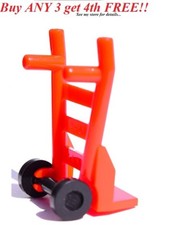 ☀️NUOVO LEGO MINIFIG Strumento CARRELLO A MANO ROSSO Ruote Nere Carrello a Mano Camion Veicolo Dolly