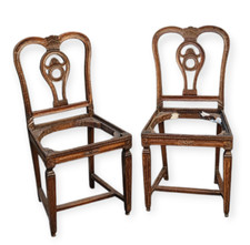 Coppia di SEDIE SEDIA antica in LEGNO di NOCE stile LUIGI XVI ITALIA Epoca '700