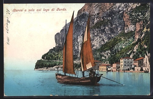 Cartolina riva lago garda - cartolina, di