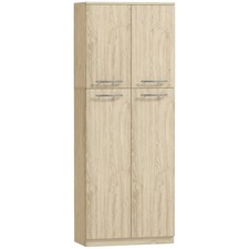 HOMCOM Mobile Portaoggetti con 2 Armadietti e Mensole Regolabili in Legno Rovere