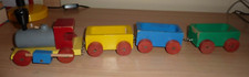 Trenino Treno in Legno completo di locomotiva e 3 vagoni  - giocattolo vintage