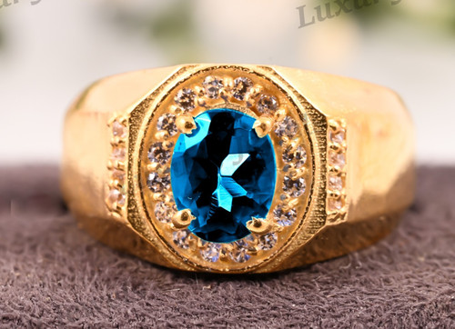 Anello uomo topazio - , blu