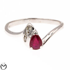 Anello in oro bianco 18 Kt 750 con rubino e diamanti 0,10 ct -392/ST-