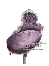 Panchetta panca dormeuse argento velluto viola divanetto Barocco swarovski Al355