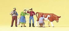 PREISER 10044 - Set personaggi con mucca, come in foto. Scala H0 1:87