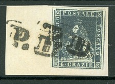 Italia 1852 Toscana Sc#15 VFU su pezzo F878