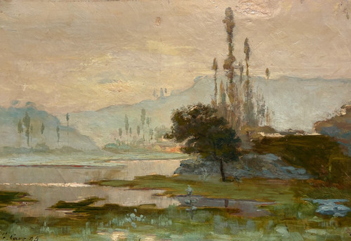 Paesaggio alberi lago - ,