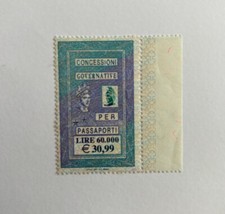 CONCESSIONI GOVERNATIVE per PASSAPORTO Marca bollo Euro 30,99 Lire 60000 NUOVO