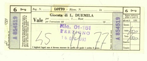 Cedola gioco del lotto - cedola,