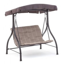 Dondolo 2 Posti da Giardino Terrazzo 160x112 Ferro Seduta Cuscino Telo Tettuccio