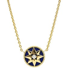 Collana Christian Dior medaglione rosa devano medio oro giallo 18 carati...